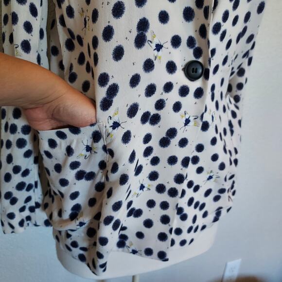 Anna Glover X H&M White Moth Polka Print Blazer Size 2 - Picture 9 of 10
